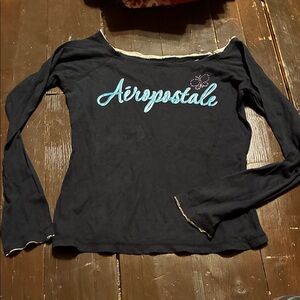 Vintage Aeropostale Women's Black Long Sleeve Top